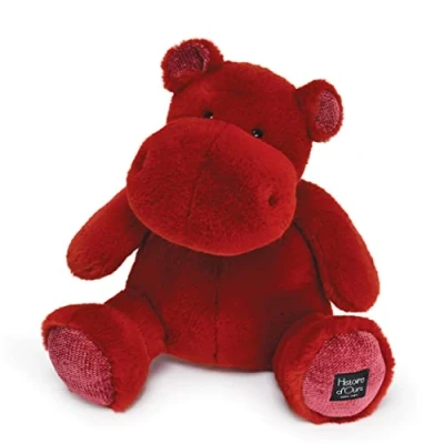 Image de Histoire d&#039;Ours Peluche Hippopotame Hip&#039;Kiss Rouge 40 Cm Grande Douce et Mignonne pour les Calins Idée Cadeau de Naissance Anniversaire Enfants L&#039;HIPPO HO3104