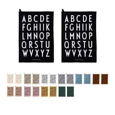 Image de Design Letters Torchons de Cuisine en Coton 100% Torchon Vaisselle 60x40 cm Lot 2 Serviette Table Très Absorbant Certifié Oeko Tex Lavable Machine Multi Usage essuie Main