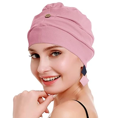 Image de Osvyo Turbans chimio pour femme Chapeau de perte cheveux Coton léger Emballage scellé Taille unique, Abricot profond., unique