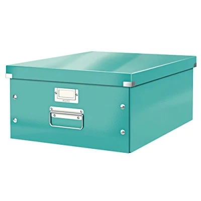 Image de Leitz Boîte de rangement Click &amp; Store, Format large A3 (36,9 x 20 48,2 cm), Pour l&#039;organisation des objets la maison et du bureau, Montage bouton pression, Carton recyclé à 84%, Menthe, 60450051