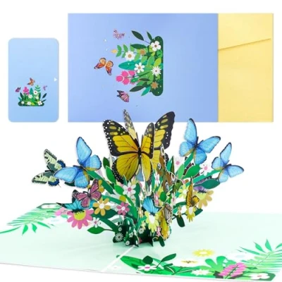 Image de Ghope 3D Carte anniversaire Pop up Fleurs et Papillons de Voeux avec enveloppe pour retraite mariages festivals fêtes comme bon cadeau