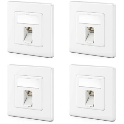 Image de deleyCON 4x Set Keystone + Boîtier de Réseau CAT8 2000 MHz 40 Gbit/s Encastrable &amp; Module avec Prise RJ45 Blindage STP Métallique Données