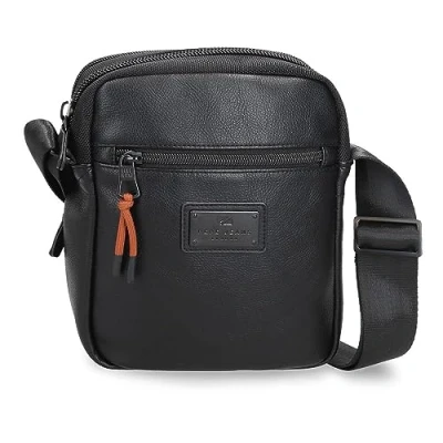Image de Pepe Jeans Egham Sac Messenger Deux compartiments Noir 17x22x7,5 cm Polyester, Noir, Talla única, à bandoulière
