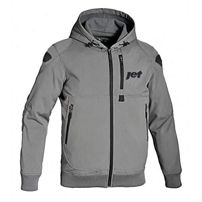 Image de Jet Blouson Veste Moto Homme à Capuche Soft Shell blindé (Gris, XL (EU 52 54))