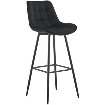 Image de CLP Tabouret de Bar Dartford I Chaise rembourrée avec Structure métallique et Dossier, Couleur:Noir, Matériel:Velours