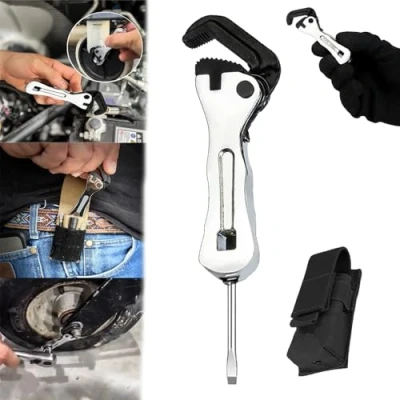 Image de NNBWLMAEE The Micro Stubby, 2024 New Stubby Pipe Vise Wrench with Pouch, Self Adjusting Wrench, Portable Multifunctional Universal Size, 2 In 1 Tool for Tight Spaces (1PCS)