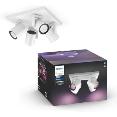 Image de Philips Hue White &amp; Color Ambiance Spot Argenta x4 Blanc Compatible Bluetooth, fonctionne avec Alexa, Google Assistant et Apple Homekit