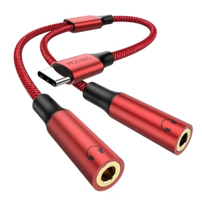 Image de MOSWAG USB C Auxiliaire Audio Casque 3,5 mm Headphone Splitter, Distributeur avec Haute résolution y 2 Way Câble pour iPad Samsung Galaxy S23 s22 s21 / Google Pixel 7 6 Pro 5 iPhone 15
