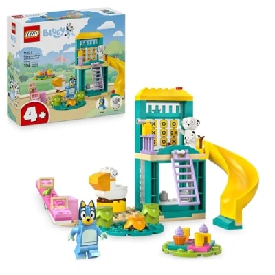 Image de LEGO Bluey : et Chloé à l’Aire de Jeux Jeu Construction Inspiré la Série TV 2 Minifigurines, Bascule, Toboggan, Echelle &amp; 3 Plantes Cadeau pour Fille ou Garçon dès 4 Ans 11201
