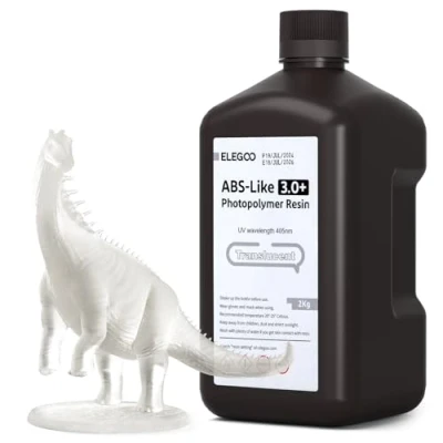 Image de ELEGOO ABS Like 3.0+ Résine Imprinmante 3D, Translucide 2000g, 3.0 Plus à Haute Résistance la Chaleur, Viscosité et Retrait Faible, Durcissement UV 405nm pour Imprimante 3D MSLA
