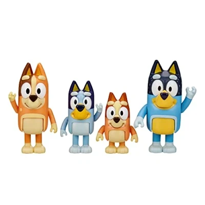 Image de BlueY Family Pack Lot de 4 Personnages articulés, Bingo, Maman Chilli et Papa Bandit, comme vu à la télévision, pour Enfants partir 3 Ans, BLY01100, Jeux précieux, Multicolore