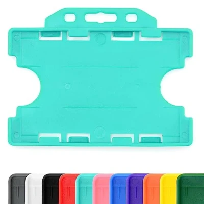 Image de CKB LTD Lot de 10 porte badges Double face rigides coulissants à ouverte Pour cartes d&#039;identité horizontales carte Peut contenir deux 86 mm 54 CR80 Turquoise