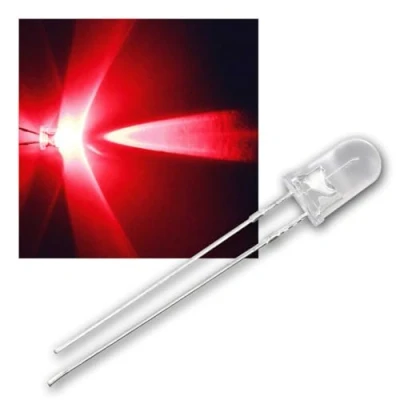 Image de world trading net 25 LED 5 mm Rouge Clair Type WTN 12000r, diode électroluminescente, Filaire, Lumineuse, en Tant Que composant