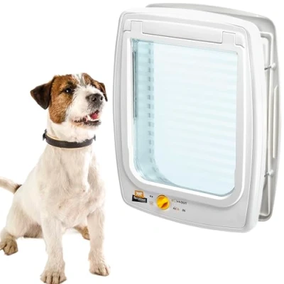 Image de Ferplast Porte pour Chiens de Taille Moyenne, Chatiere, Entrée et Sortie Contrôlables à 4 Voies, Proctection Contre Les Courants d&#039;air, Tunnel Complet, Swing 11 Chatiere Chien, Blanc