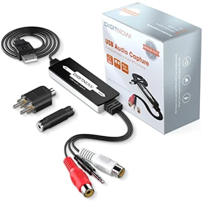 Image de DIGITNOW! Cartes de Capture Audio USB pour Cassettes Vinyle au convertisseur MP3 numérique, Prise en Charge Mac et Windows 10/8.1/8/7 / Vista/XP