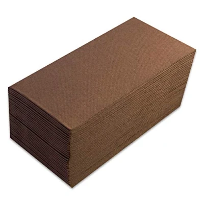 Image de Saten SER42107568 Premium Serviettes de table 40 x 40, 2 couches, pli 1/8, 80 serviettes, pointe pointe, chocolat