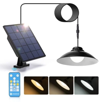Image de Aigostar Lampe Solaire Extérieur avec Télécommande 50W 500LM Lumière Étanchéité IP65 Applique Exterieur réglable 3000K/4000K/6500K, Câble de 3 Meters