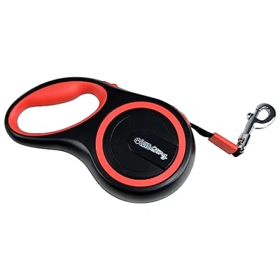 Image de Love Story, Laisse Rétractable Max 50Kg 8M Plastique Taille L 20,8 x 11,6 4,4 cm Rouge/Noir