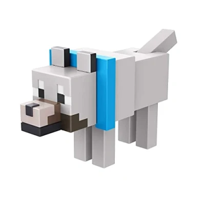 Image de Mattel Minecraft Figurine Articulée Loup (8 cm) avec 1 élément de portail, accessoires, à collectionner, Jouet Enfant, Dès 6 ans, HFC30