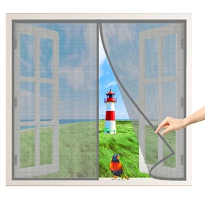 Image de Moustiquaire Fenêtre Fenetre AimantéE, 130x145 cm Facile à Installer sans Percer Anti Insecte Mouche Moustique pour d Entrée Intérieur Patio, Gris P