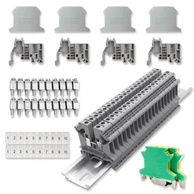 Image de yotutun Kit de Borniers Rail DIN, UK 2.5B bornier universel Contact Borne Passage CâBlage Rapide Enfichable pour Les Pprojets D&#039;automatisation, Projets Bricolage