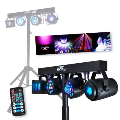 Image de Portique + 4 effets lumière PAR/ASTRO/BEAM/DERBY Télécommande DMX Pur Light EUPHORIA