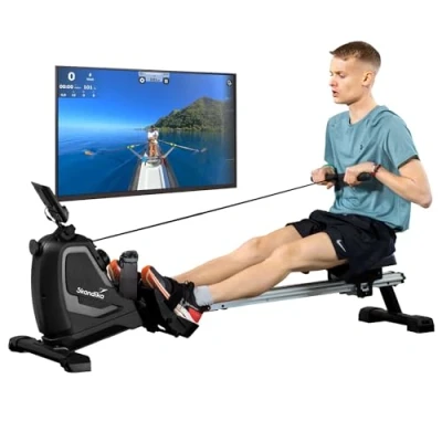Image de Skandika Rameur Venn ergomètre Console multifontion Support Tablette 8 Niveaux de résistance Max. 125 kg Bluetooth Compatible Kinomap