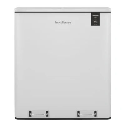 Image de Les Collectors Poubelle de Tri à pédale N918 Capacité 60 L, 2 Compartiments 30 Seaux Amovibles, Recyclage, Sélectif, Fermeture Silencieuse, Blanche