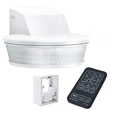 Image de Steinel Détecteur de Mouvement SensIQ S Blanc 2000 W Capteur 300 Degré 20 m Protection Contre l&#039;encastrement Avec Support Mural d&#039;angle et Télécommande