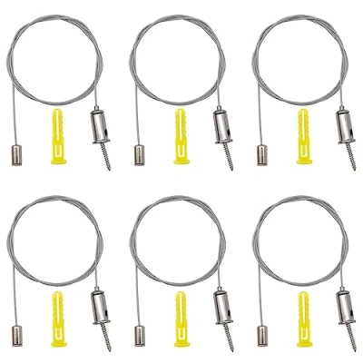 Image de GOIYZTTR 6 Pcs Kit de Suspension Plafond Câble Réglable Fil Miroir Robuste pour Lampe Panneau d&#039;Affichage(1M)