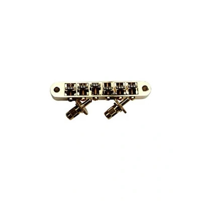 Image de Guyker Guitar Roller Saddle Bridge Tune O Matic Bridges with Post Hole 4.2mm Replacement Compatible Gibson Les Paul LP SG 6 String Electric BM015 (Golden)