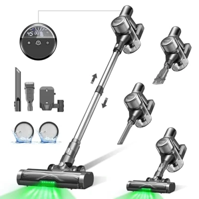 Image de Ultenic Aspirateur Balai sans Fil U12 Vesla, 450W 30Kpa, Puissant avec Detect Laser, 45 Min/4 Vitesses, Brosse Anti Emmêlement, pour Tapis Poils Animaux Sol Dur Voiture