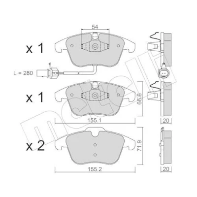 Image de Kit de plaquettes frein, frein à disque METELLI 22 0675 2