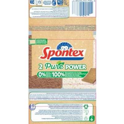 Image de SPONTEX Eponge grattante végétale 2 éponges sans colorant Partie en fibres 100% recyclées Efficaces et durables