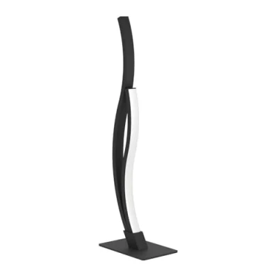 Image de Eglo lampe de chevet LED Grisolia, table incurvée, luminaire à poser pour chambre coucher et salon, métal plastique noir, blanc neutre, H 45,5 cm