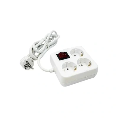 Image de Multiprise carrée 3 Prises Schuko avec Interrupteur, m, 3G, 1,5 mm², Blanc, Base