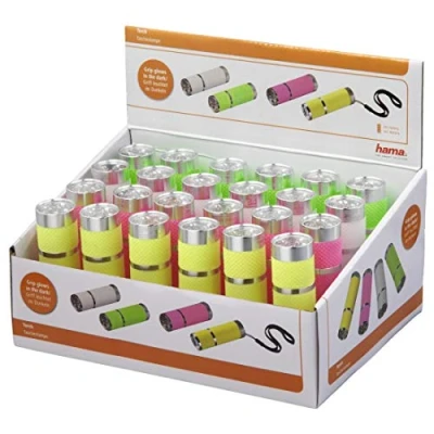 Image de Hama Lampe de poche LED &quot;FL 40&quot; (lampe 9 cm, poids 45 g, lumen maximum 25, piles micro AAA) Couleur aléatoire parmi Blanc/Jaune/Rose/Vert