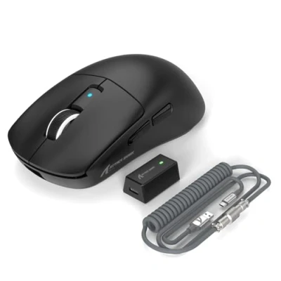 Image de EWEADN x Attack Shark R6 Lightspeed Wireless Gaming Mouse, Ultra légère 39G, HyperSpeed avec 8K Hz, Capteur PAW3950, Nordic52840, 42K DPI pour Jeu E Sport, Souris Programmables Tri Mode Noir