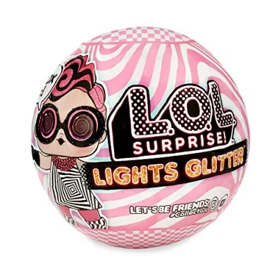 Image de L.O.L. Surprise Light Glitter Boule 8 Dont 1 poupée pailletée 8cm, Modèles aléatoires à Collectionner, Piles incluses, Jouet pour Enfants dès 3 Ans, LLUB4