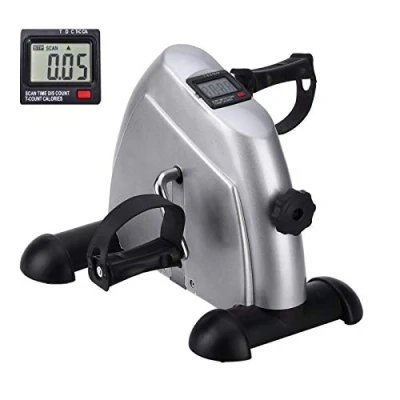 Image de Uten Mini Vélo d&#039;Appartement Exerciseur à Pédales pour Entraîner Jambes Entraînement Cardio Exercise Pédalier Ecran LCD avec Ordinateur Usage Domestique et Bureau, Argenté.