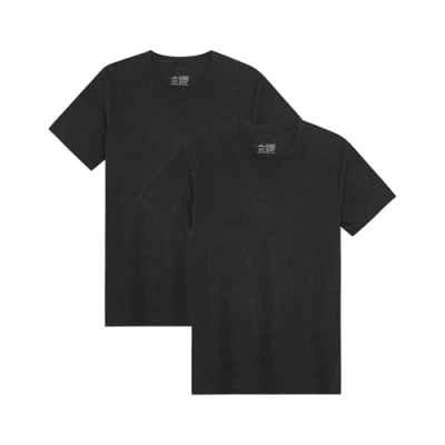 Image de DANISH ENDURANCE T Shirts pour Homme, en Coton Bio, Multipack, Manches Courtes, Melange Doux Prémium, Lot de 2, Col Rond Noir, L