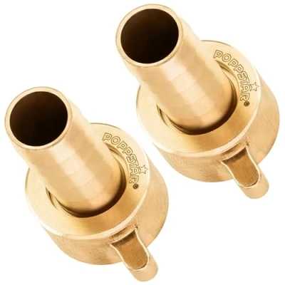 Image de POPPSTAR 2X Raccord de Tuyau 1/2 Pouces en Laiton (INCL. Écrou avec Joint Plat) 1/2&quot; Filetage Intérieur sur Douille (12,7 mm)