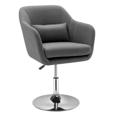 Image de HOMCOM Fauteuil de Salon Chaise Relax Chambre Grand Confort Coussins lombaires Hauteur réglable pivotant 360 piètement en métal chromé Gris
