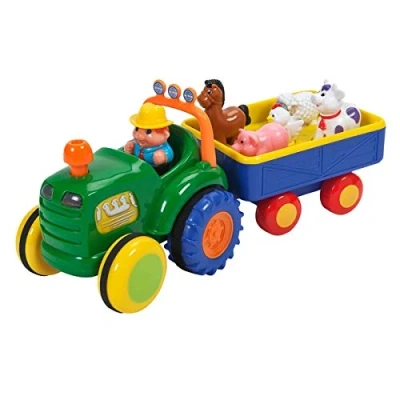 Image de Big Steps Play Old MacDonald Tracteur et remorque Avec lumières, sons corne Comprend agriculteur, mouton, vache, poulet, cochon cheval.