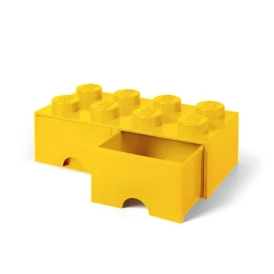 Image de LEGO 40061732 Brique de Rangement Empilable 8 avec Tiroir Plastique Jaune 50 x 25 18 cm