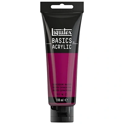 Image de Liquitex 8870010 Basics peinture acrylique, artistique monopigmentée, résistante à la lumière, qualité archive, finition satinée, tube de 118 ml Quinacridone Magenta