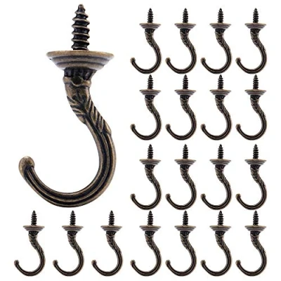 Image de crochets de vis plafond mur vintage 20 pièces, dans les tasse cintre pour ustensiles cuisine jardin (Bronze)