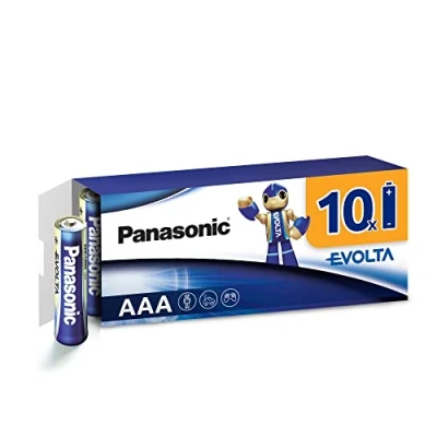 Image de Panasonic EVOLTA pile alcaline, AAA micro LR03, paquet de 10 dans un emballage sans plastique, 1,5 V, Premium avec une puissance particulièrement longue durée, alcaline.