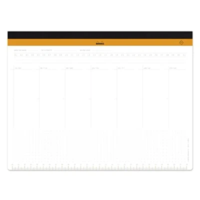 Image de RHODIA 194040C Sous Main Semainier Entoilé A4+ 29,7 x 22,2 cm 60 Feuillets Détachables Microperforés 80 g/m² Support de Clavier/Souris et Outil d&#039;Organisation Collection Rhodiatime