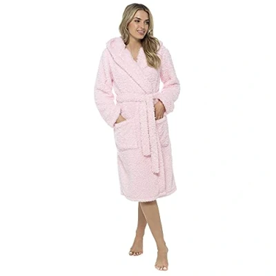 Image de Robe de chambre d&#039;hiver à capuche en polaire super douce pour femme, Rose moelleux, 16 18